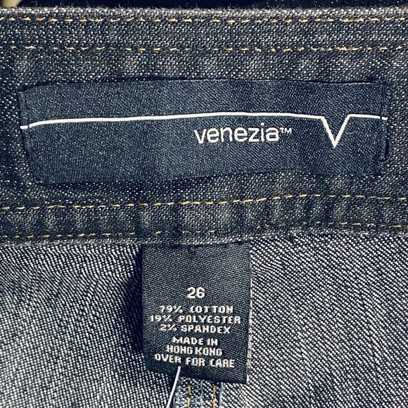 New Venezia Women's 26 Dark Wash Blue Stretch Trouser Jeans Wide Straight - Picture 5 of 6